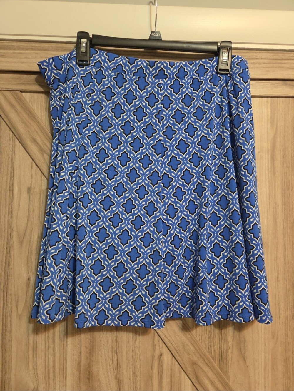 Susan Graver Blue White & Black Printed Flowy Pull On Skirt/Skort Size 1X